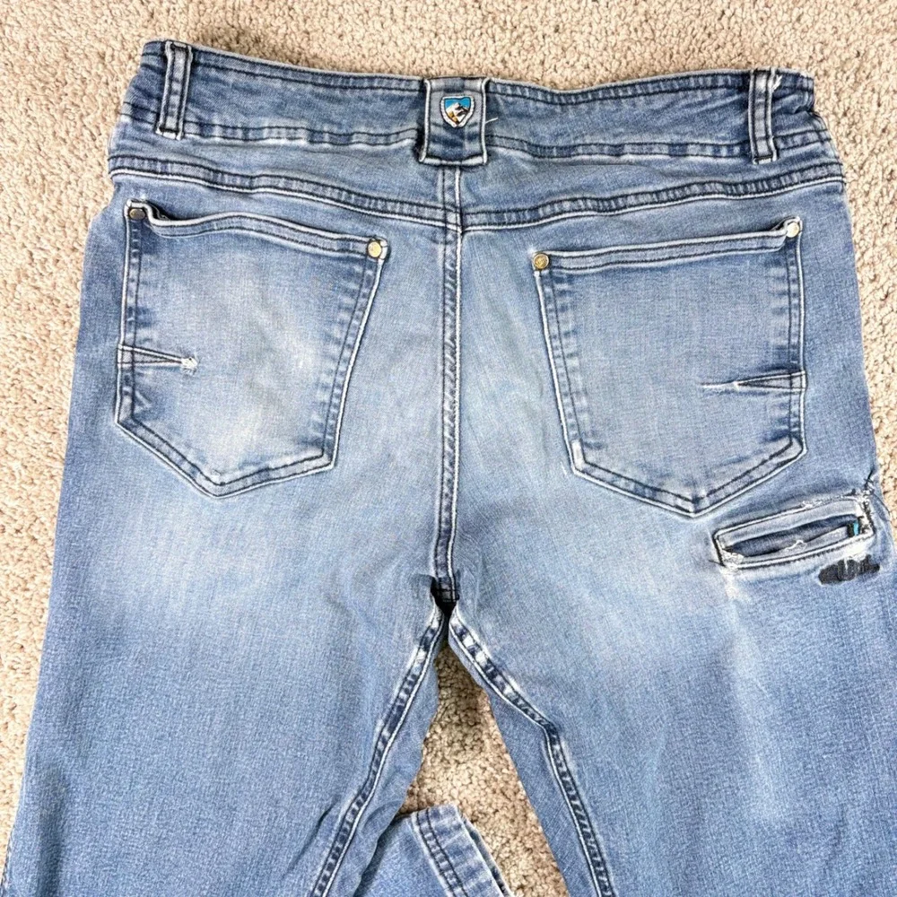 KUHL Kanvus Jean Mens 34x32 Hiking Outdoor Light Indigo Blue Straight Leg Denim